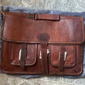 NBW Leather Laptop Bag with crossbody